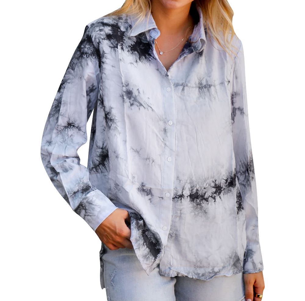 Women's Tie Dye Woven Button-Up Top